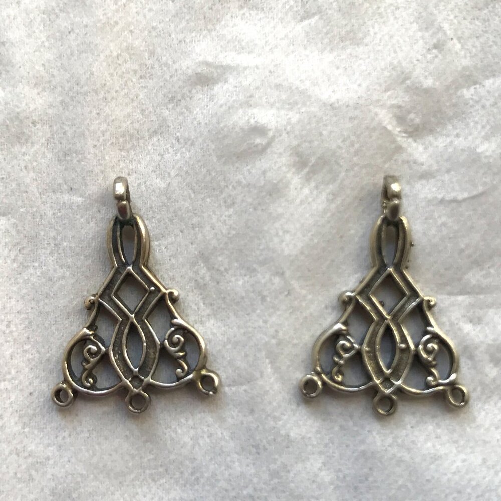 NWT 4 Silver Chandelier Earring Parts or Connectors for Jewelry Making